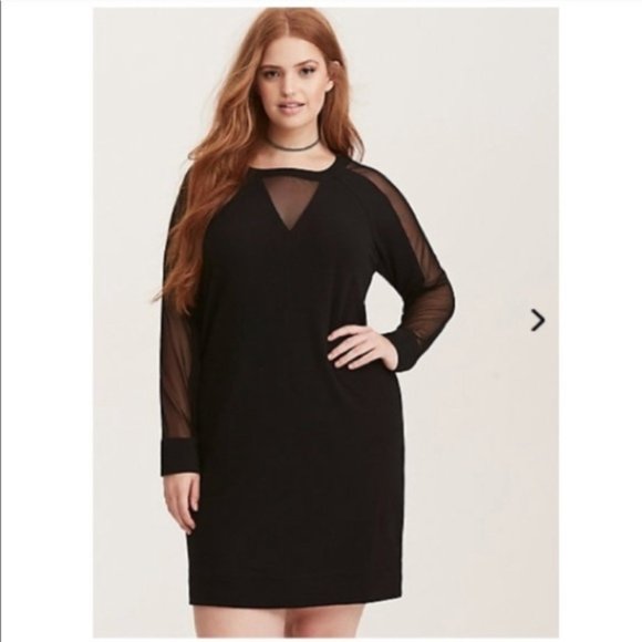 Torrid Black Mesh Insert Sweatshirt Dress